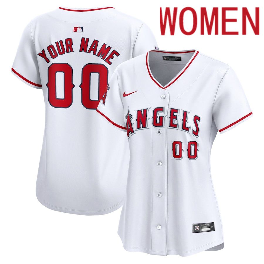 Women Los Angeles Angels Nike White Home Limited Custom MLB Jersey->->Custom Jersey